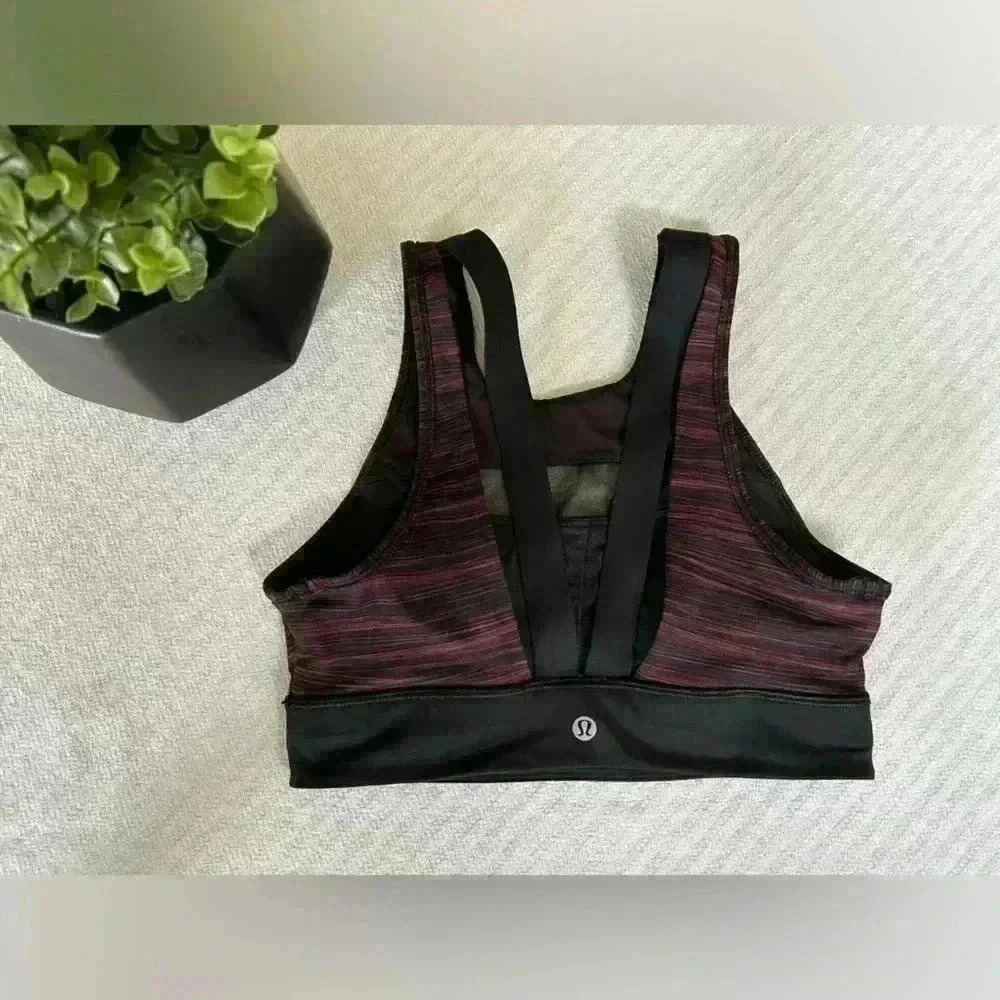 Lululemon Run The Day Sports Bra, Black/Red Sz. 6